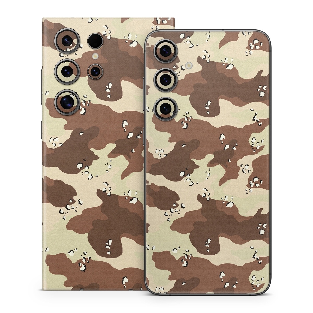 Samsung Galaxy S24 Series Skin design of Military camouflage, Brown, Pattern, Design, Camouflage, Textile, Beige, Illustration, Uniform, Metal, with gray, red, black, green colors