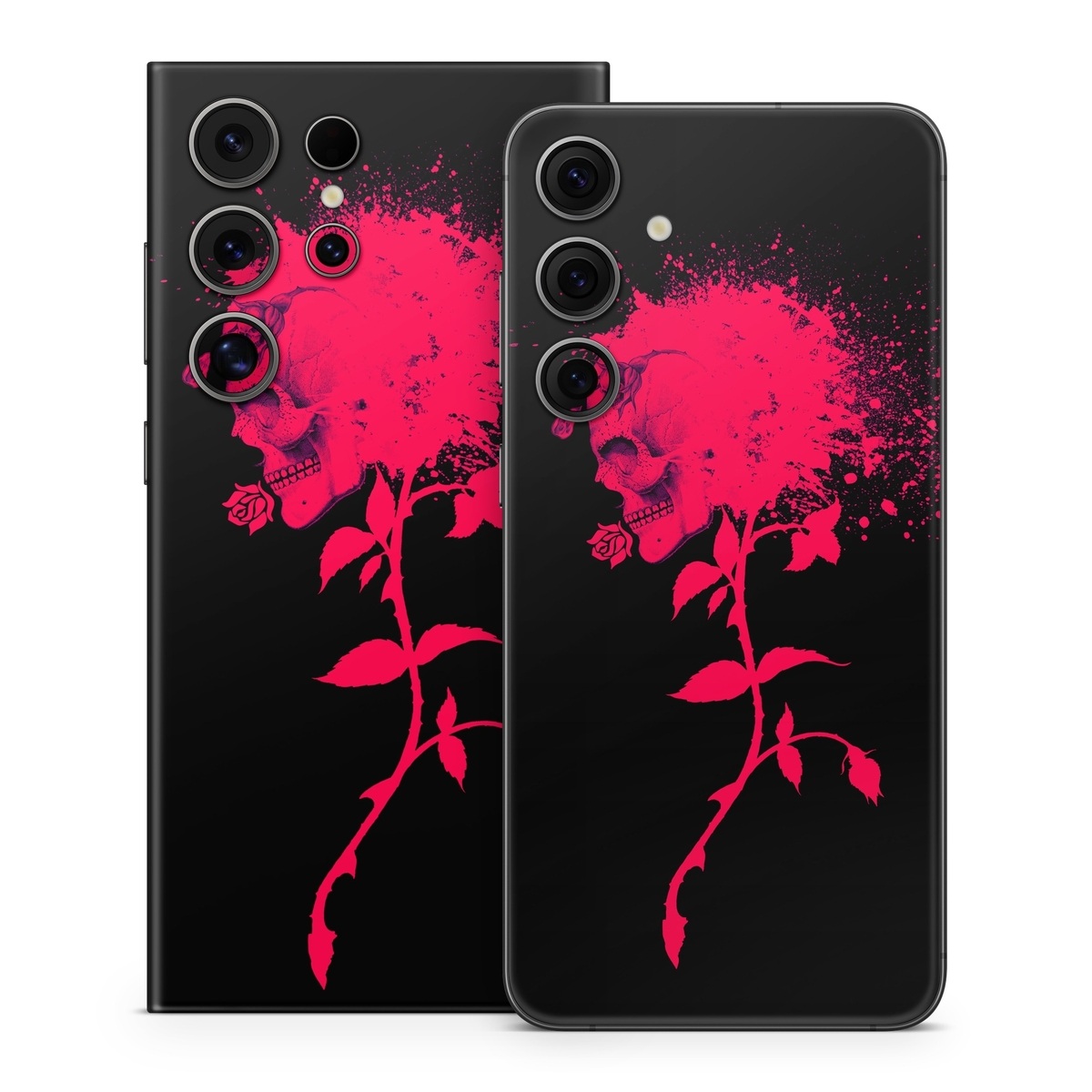 Samsung Galaxy S24 Series Skin design of Red, Black, Pink, Graphic design, Magenta, Visual arts, Graphics, Illustration, Plant, Art, with black, red colors