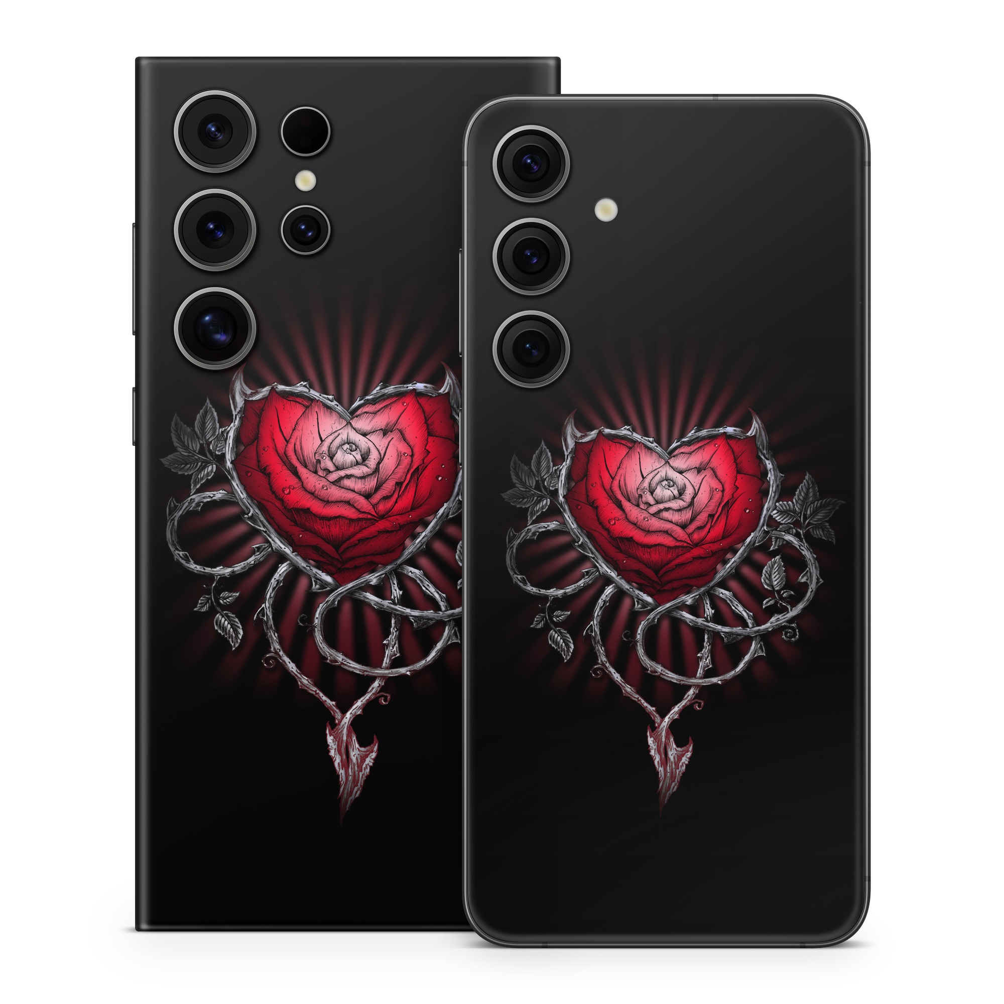 Samsung Galaxy S24 Series Skin design of Human body, Flash photography, Gesture, Sleeve, Petal, Font, Jewellery, Fictional character, Magenta, Symmetry, with black, white, red, gray colors