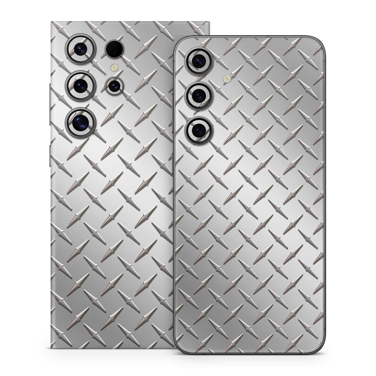 Samsung Galaxy S24 Series Skin design of Pattern, Metal, Line, Design, Steel, Parallel, Tile, Beige, Flooring, with gray colors