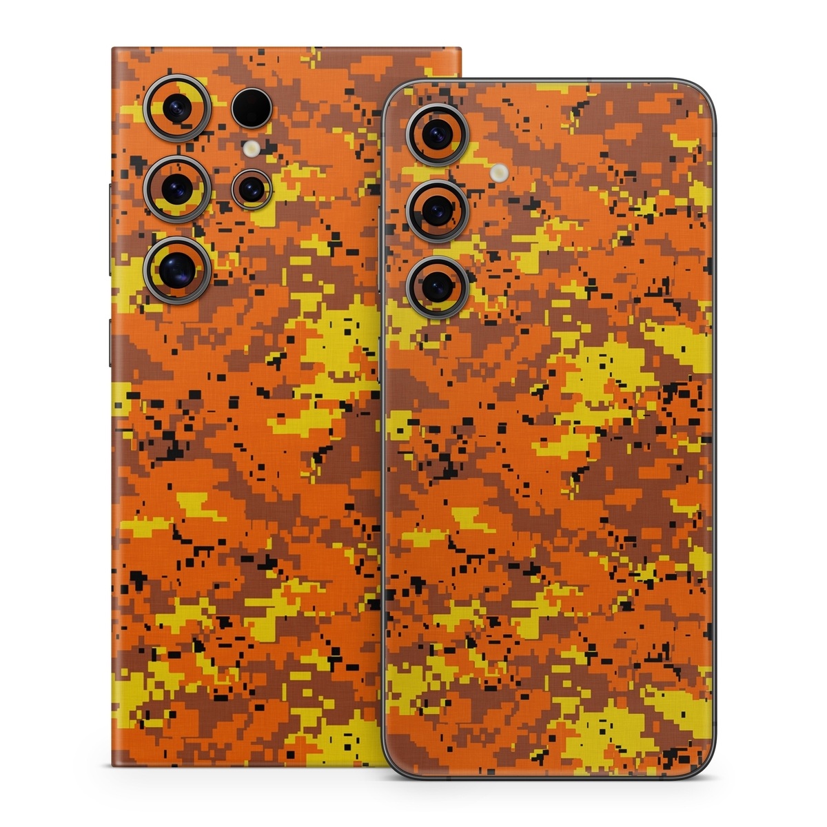 Samsung Galaxy S24 Series Skin design of Orange, Yellow, Leaf, Tree, Pattern, Autumn, Plant, Deciduous, with red, green, black colors