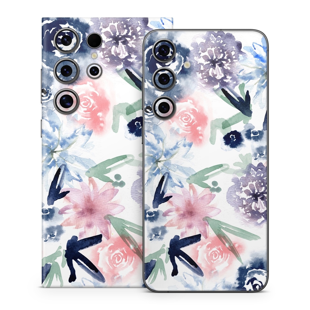 Samsung Galaxy S24 Series Skin design of Pattern, Graphic design, Design, Floral design, Plant, Flower, Illustration, with white, blue, purple, green, pink colors