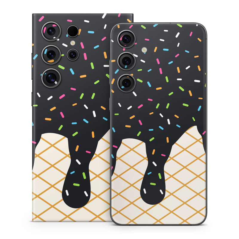 Samsung Galaxy S24 Series Skin design of Orange, Graphics, Polka dot, with white, brown, yellow, black, green, pink, orange, blue colors
