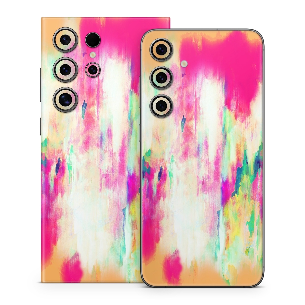 Samsung Galaxy S24 Series Skin design of Pink, Magenta, Art, Watercolor paint, Dye, Visual arts, Pattern, Modern art, Painting, Acrylic paint, with red, white, green colors