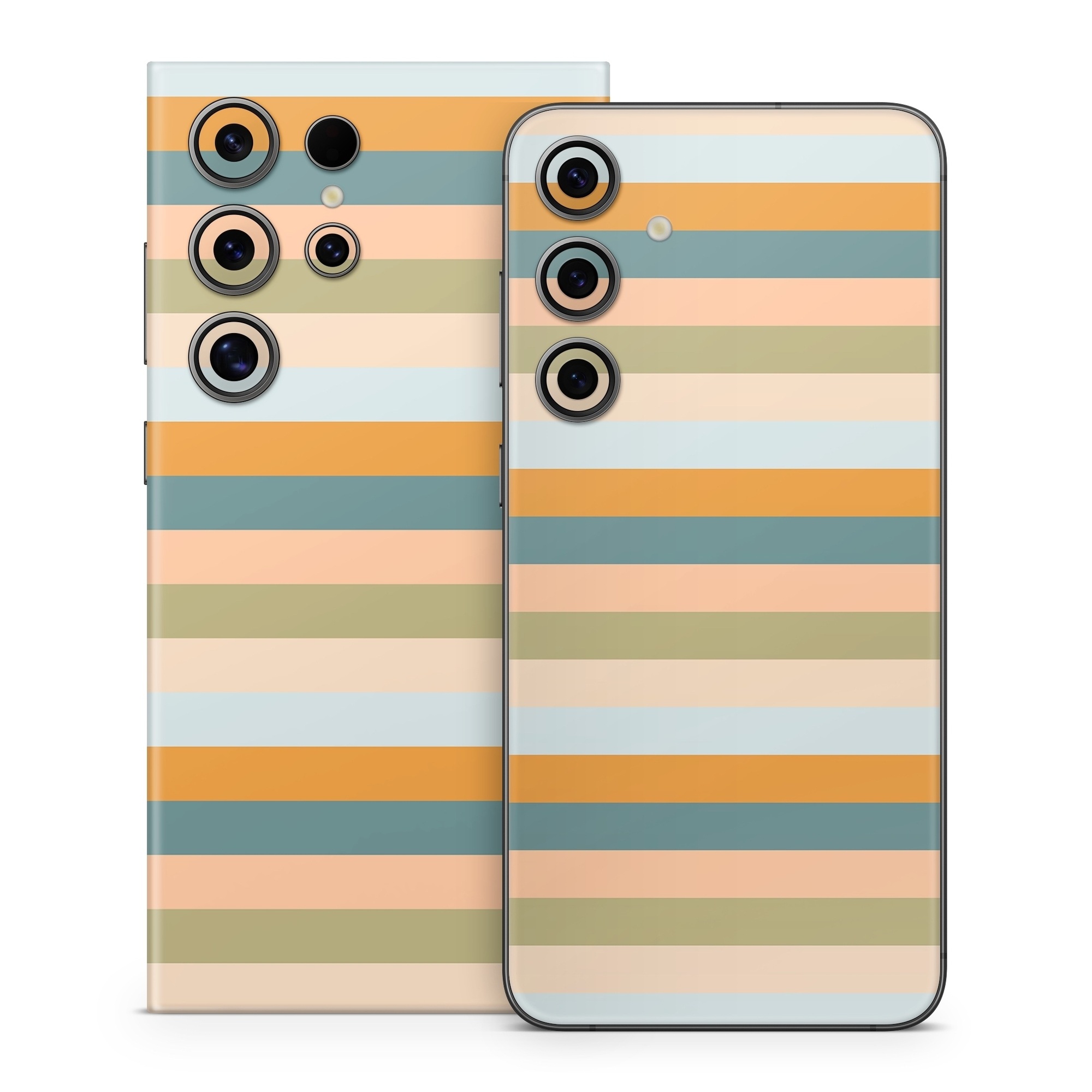 Samsung Galaxy S24 Series Skin design of Azure, Rectangle, Orange, Material property, Tints and shades, Pattern, Parallel, Electric blue, Magenta, Peach, with orange, blue, green colors