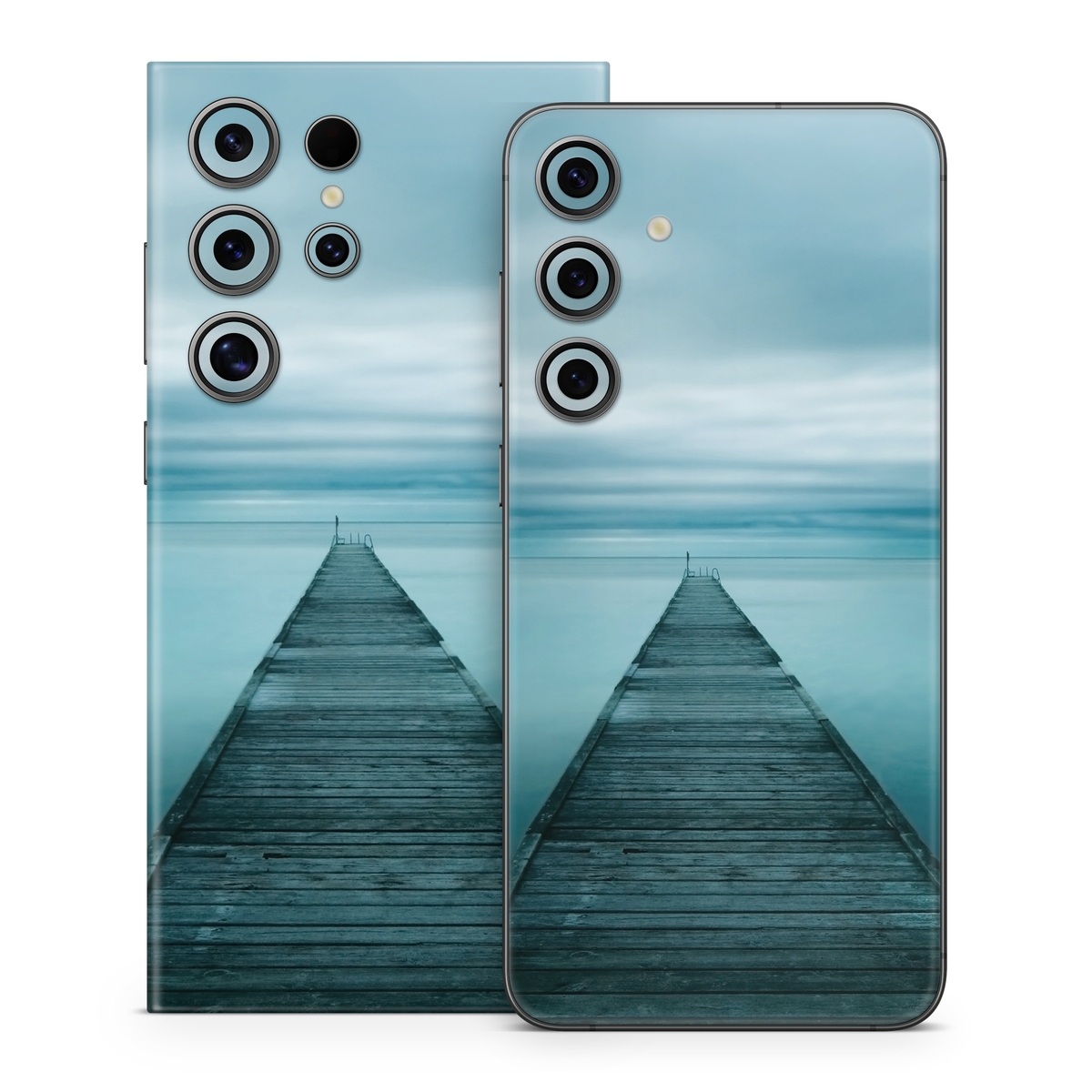 Samsung Galaxy S24 Series Skin design of Sea, Water, Horizon, Sky, Blue, Ocean, Daytime, Calm, Fixed link, Symmetry, with black, blue, gray colors