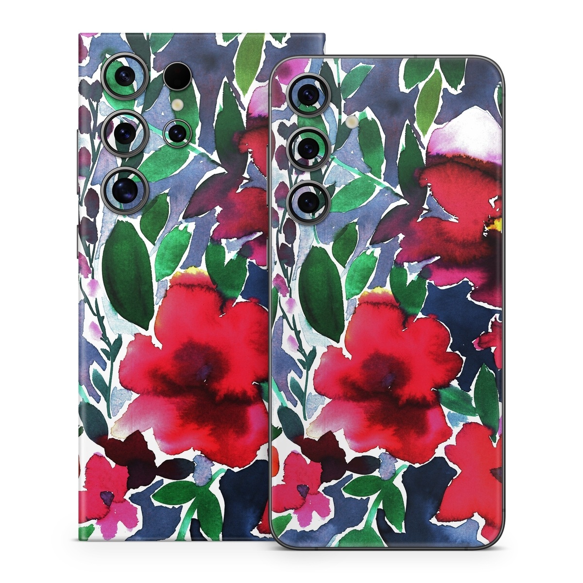 Samsung Galaxy S24 Series Skin design of Flower, Petal, Red, Plant, Pattern, Pink, Purple, Flowering plant, Botany, Design, with red, green, pink, blue colors