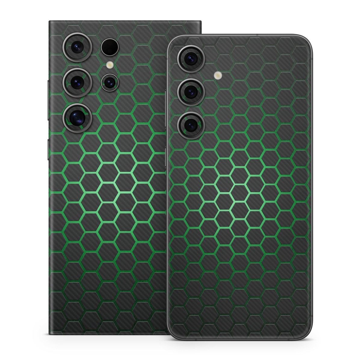 Samsung Galaxy S24 Series Skin design of Pattern, Metal, Design, Carbon, Space, Circle, with black, gray, green colors