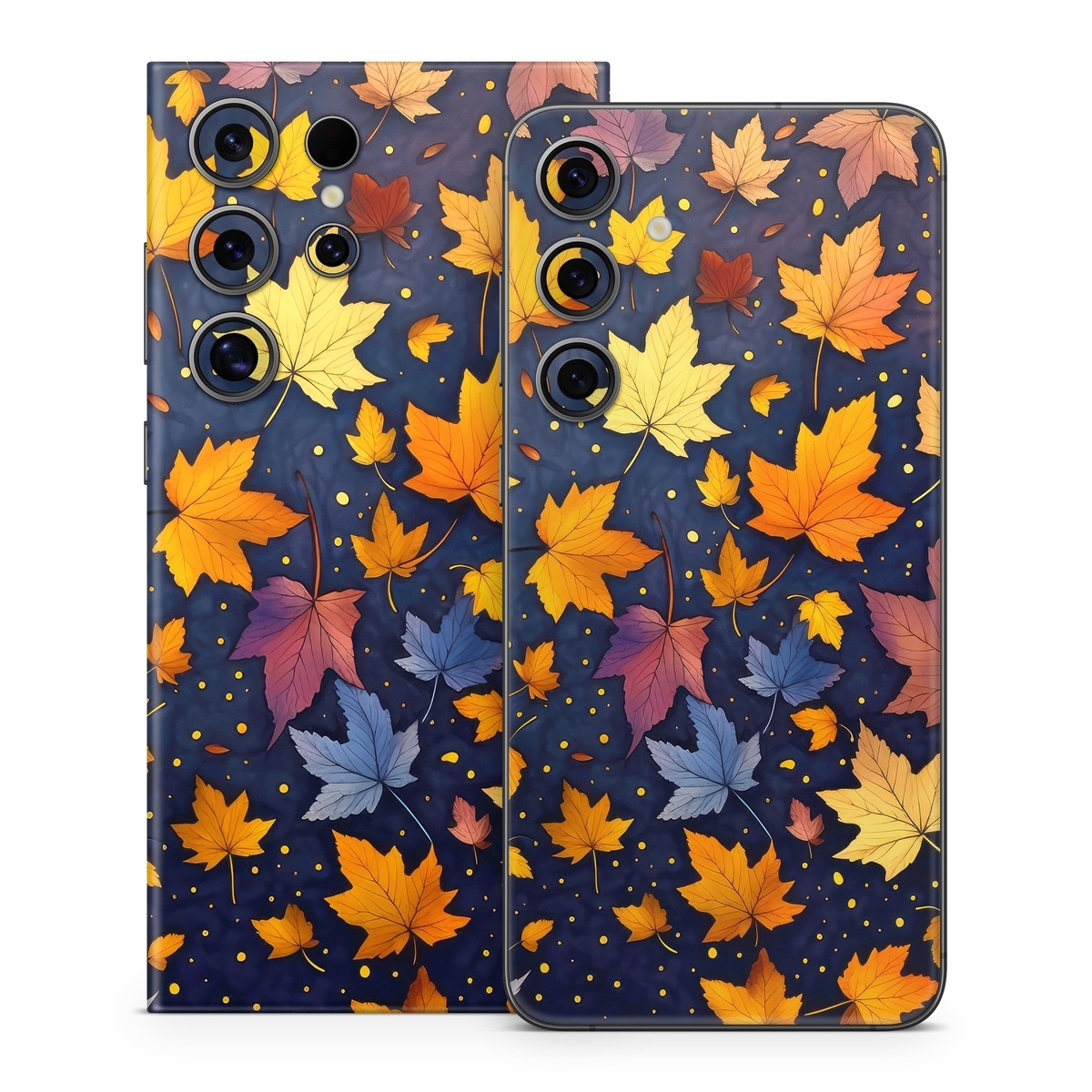 Samsung Galaxy S24 Series Skin design of Orange, Line, Pattern, Electric blue, Symmetry, Groundcover, Flowering plant, Design, Flower, Art, with yellow, orange, red, black, blue, purple colors
