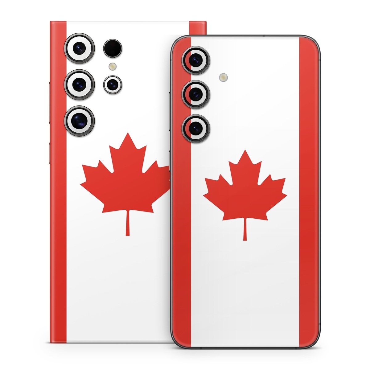 Samsung Galaxy S24 Series Skin design of Red, Maple leaf, Tree, Leaf, Woody plant, Flag, Plant, Plane, Red flag, Maple, with red, white colors