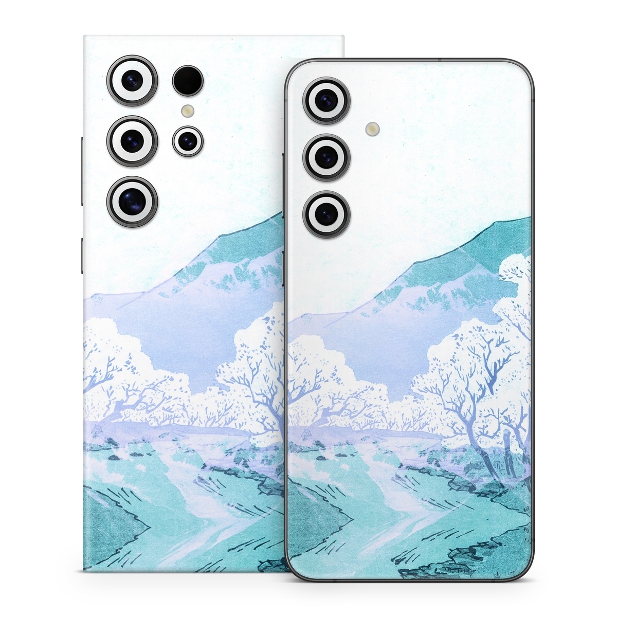 Samsung Galaxy S24 Series Skin design of Polar ice cap, Mountainous landforms, Glacial landform, Natural landscape, Mountain, Glacial lake, Glacier, Ice cap, Ice, Water, with white, blue, black colors