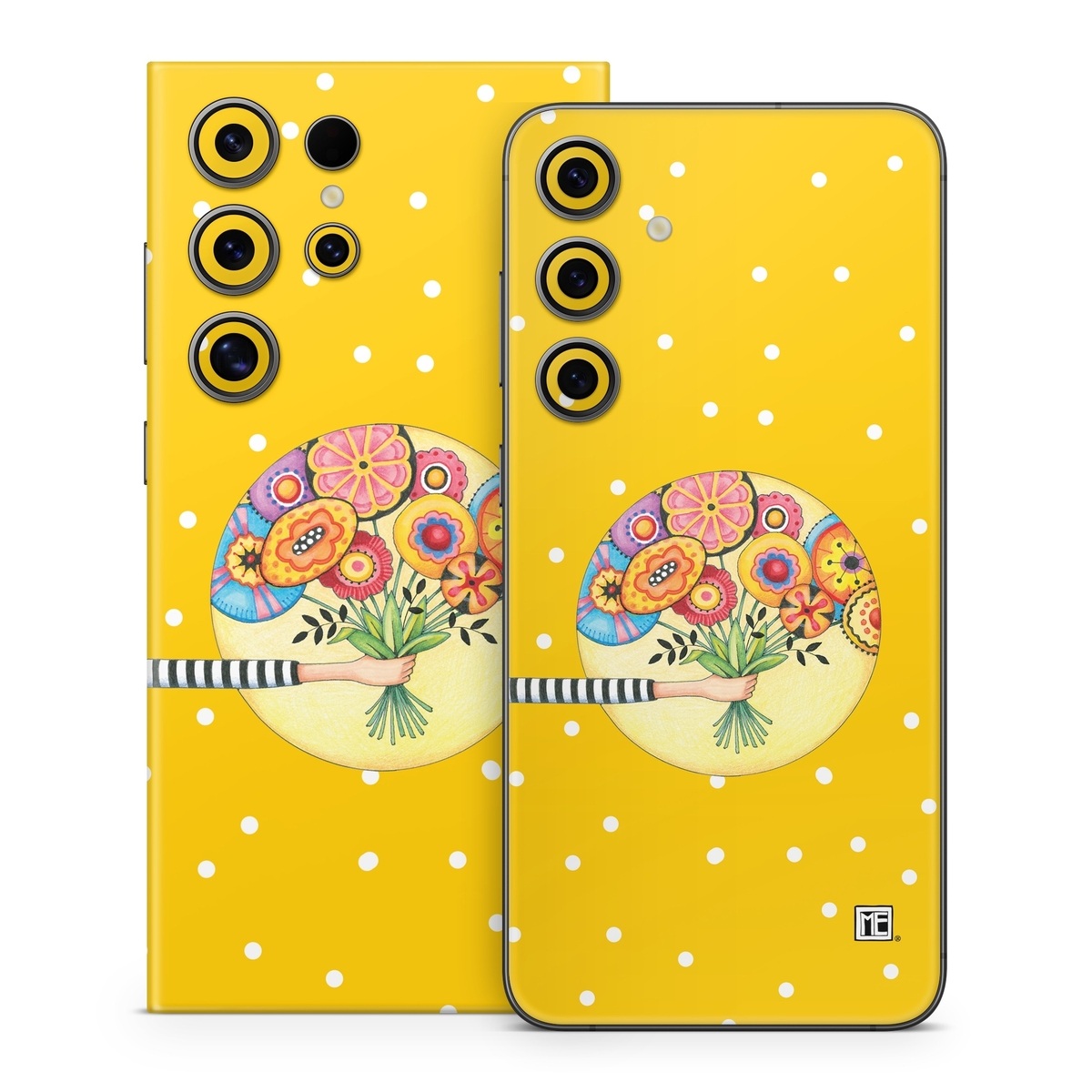 Samsung Galaxy S24 Series Skin design of Circle, Illustration, Clip art, Plant, with orange, yellow, pink, gray, green, black colors