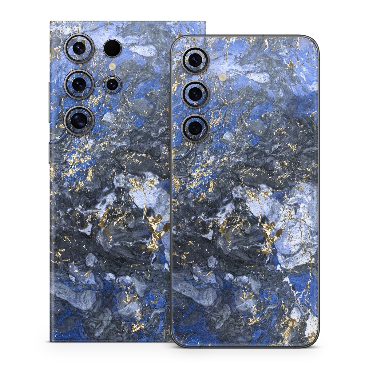 Samsung Galaxy S24 Series Skin design of Blue, Water, Cobalt blue, Rock, Painting, Geology, Electric blue, Mineral, Pattern, Acrylic paint, with black, blue, yellow, white, gray colors