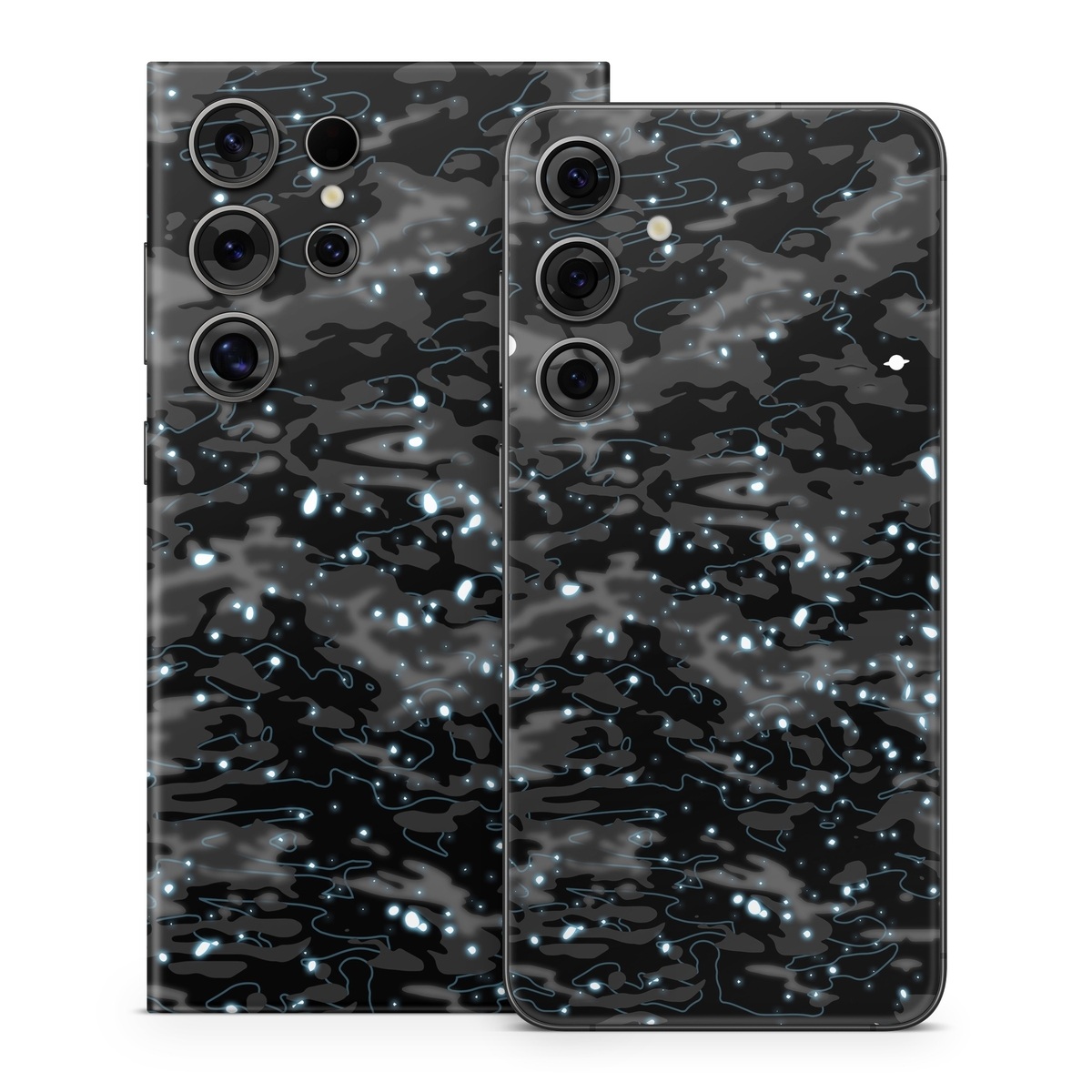 Samsung Galaxy S24 Series Skin design of Black, Water, Space, Black-and-white, Granite, with blue, white, gray, blue colors