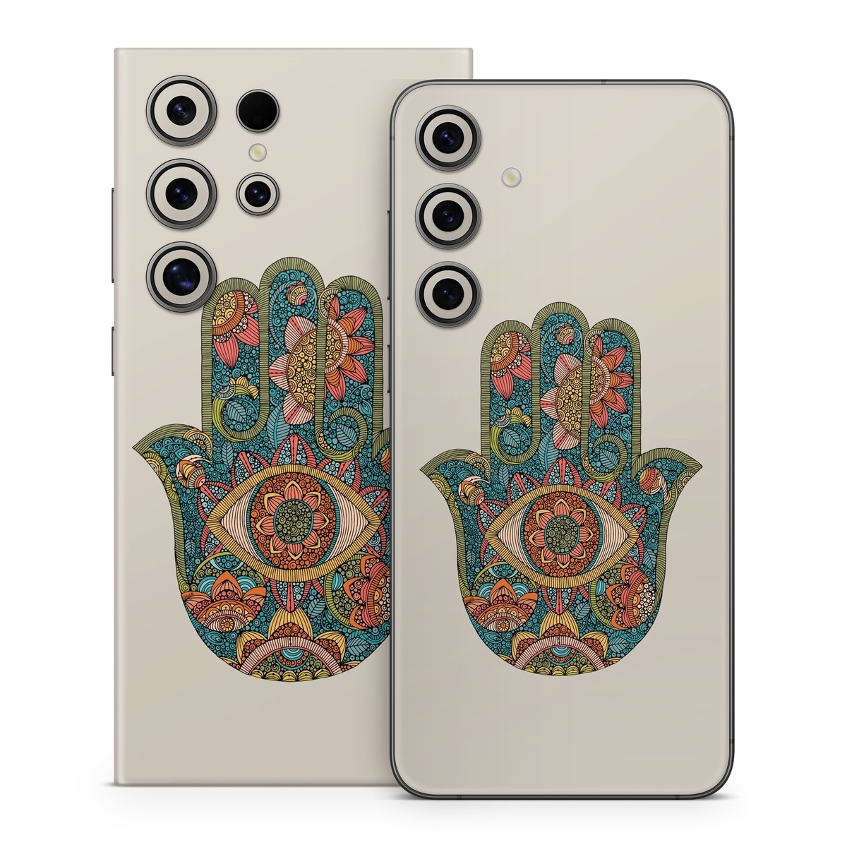 Samsung Galaxy S24 Series Skin design of Art, Pattern, Symmetry, Circle, Font, Visual arts, Illustration, Painting, Symbol, Drawing, with blue, red, yellow, orange, green colors