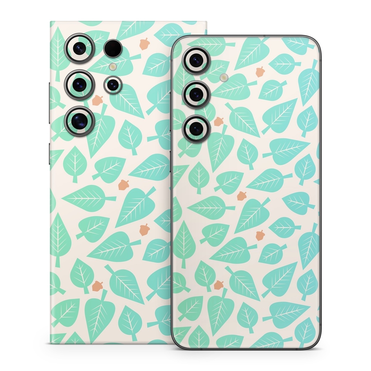 Samsung Galaxy S24 Series Skin design of Aqua, Pattern, Turquoise, Teal, Wrapping paper, Design, Wallpaper, with yellow, green, orange colors
