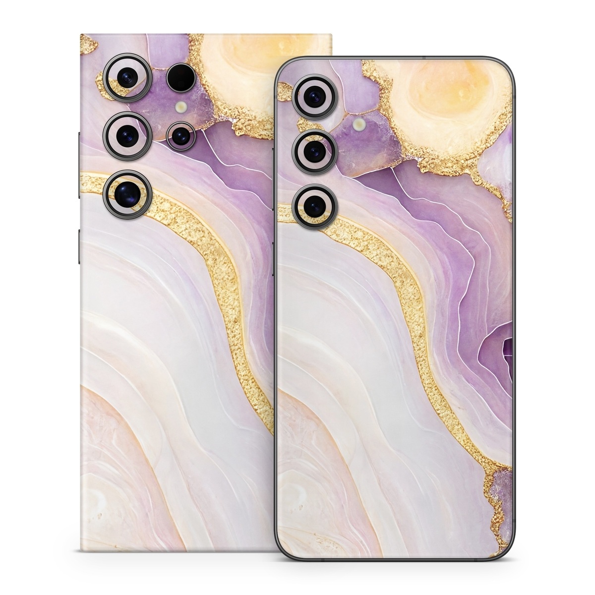 Samsung Galaxy S24 Series Skin design of Purple, Dishware, Violet, Art, Pattern, Serveware, Painting, Metal, Circle, Ceiling, with purple, white, yellow, orange colors