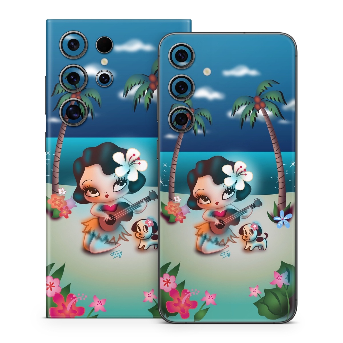 Samsung Galaxy S24 Series Skin design of Cartoon, Animated cartoon, Illustration, Animation, Fictional character, Plant, Art, Clip art, with blue, white, brown, pink, green, yellow, red colors
