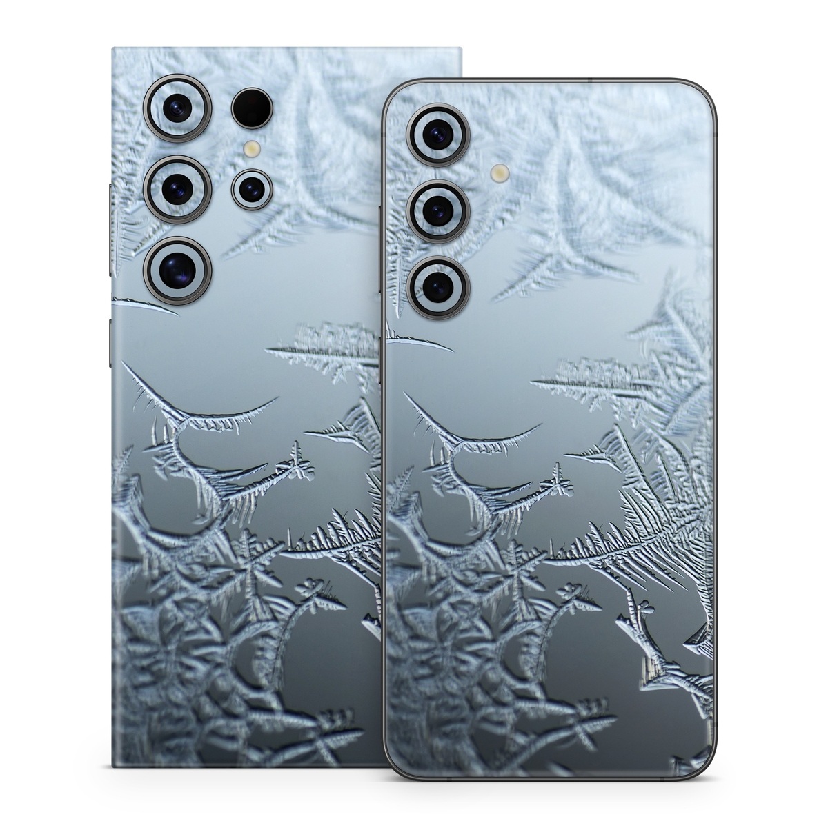 Samsung Galaxy S24 Series Skin design of Water, Frost, Freezing, Winter, Pattern, Ice, Sky, Atmosphere, Design, Reflection, with blue, gray, white, black colors
