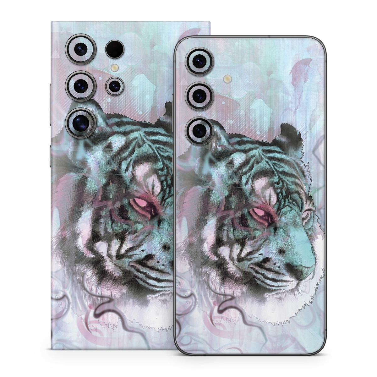 Samsung Galaxy S24 Series Skin design of Watercolor paint, Illustration, Art, Visual arts, Drawing, Graphic design, Pattern, Painting, Acrylic paint, Fictional character, with gray, purple, black colors