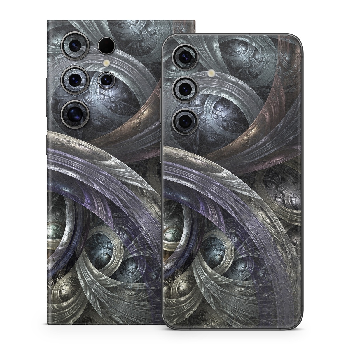 Samsung Galaxy S24 Series Skin design of Fractal art, Graphic design, Art, Cg artwork, Darkness, Circle, Pattern, Illustration, Graphics, Metal, with black, gray, blue colors