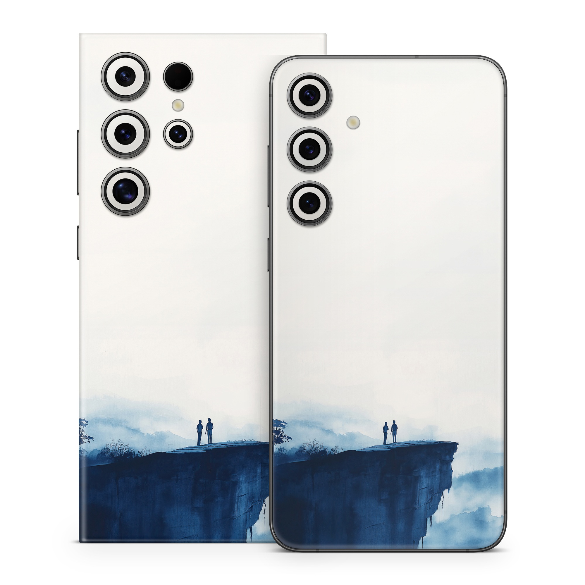Samsung Galaxy S24 Series Skin design of Cloud, Water, Sky, Slope, Mountain, Terrain, People in nature, Horizon, Landscape, Calm, with black, blue, white, gray colors