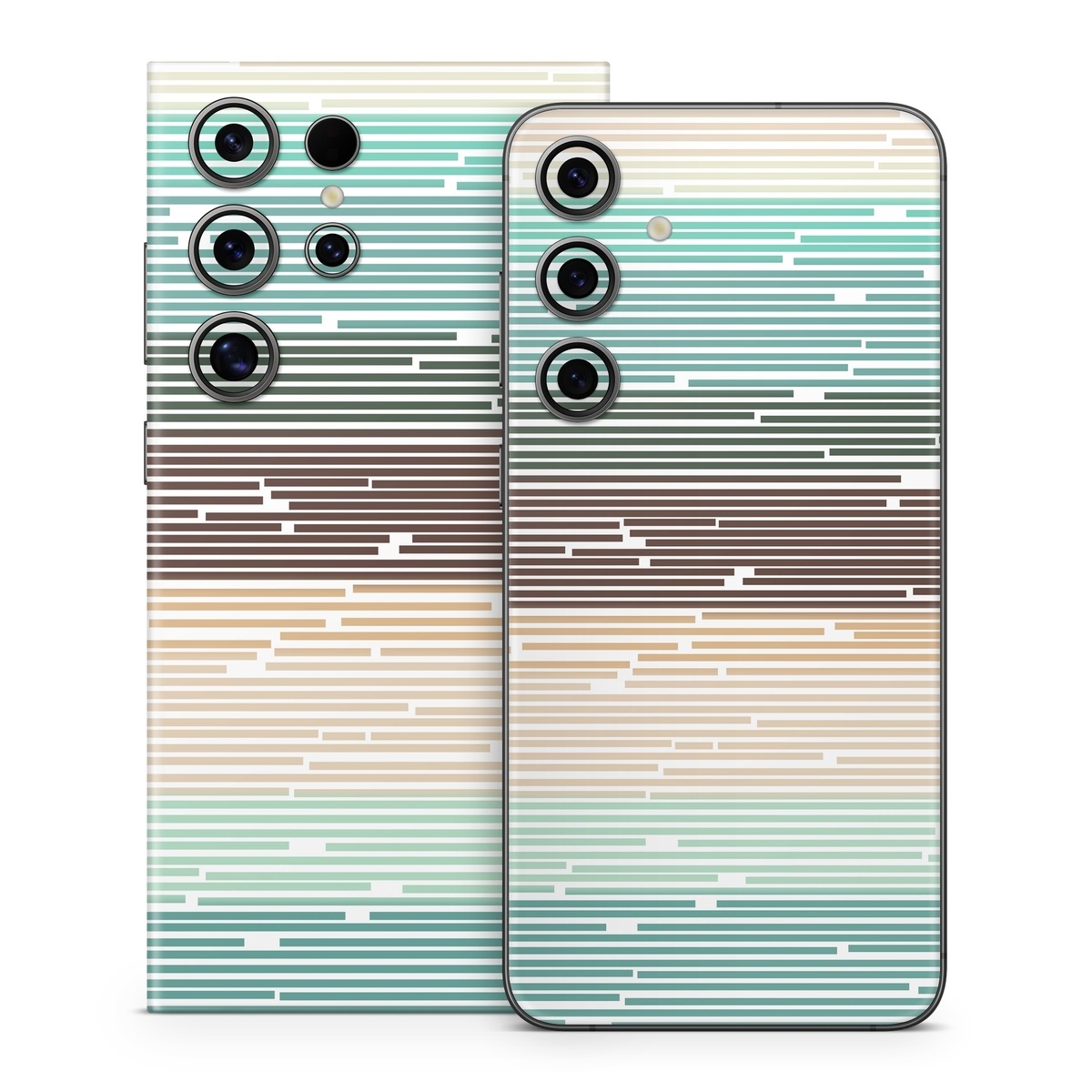 Samsung Galaxy S24 Series Skin design of Line, Parallel, Pattern, with blue, brown, yellow, orange colors
