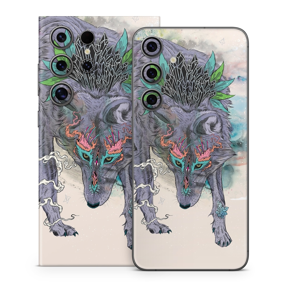 Samsung Galaxy S24 Series Skin design of Illustration, Boar, Art, Drawing, Fictional character, Sketch, Suidae, with gray, pink, black, blue, yellow colors
