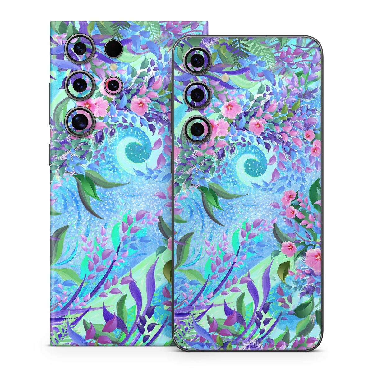 Samsung Galaxy S24 Series Skin design of Psychedelic art, Pattern, Lilac, Purple, Art, Pink, Design, Fractal art, Visual arts, Organism, with gray, blue, purple colors