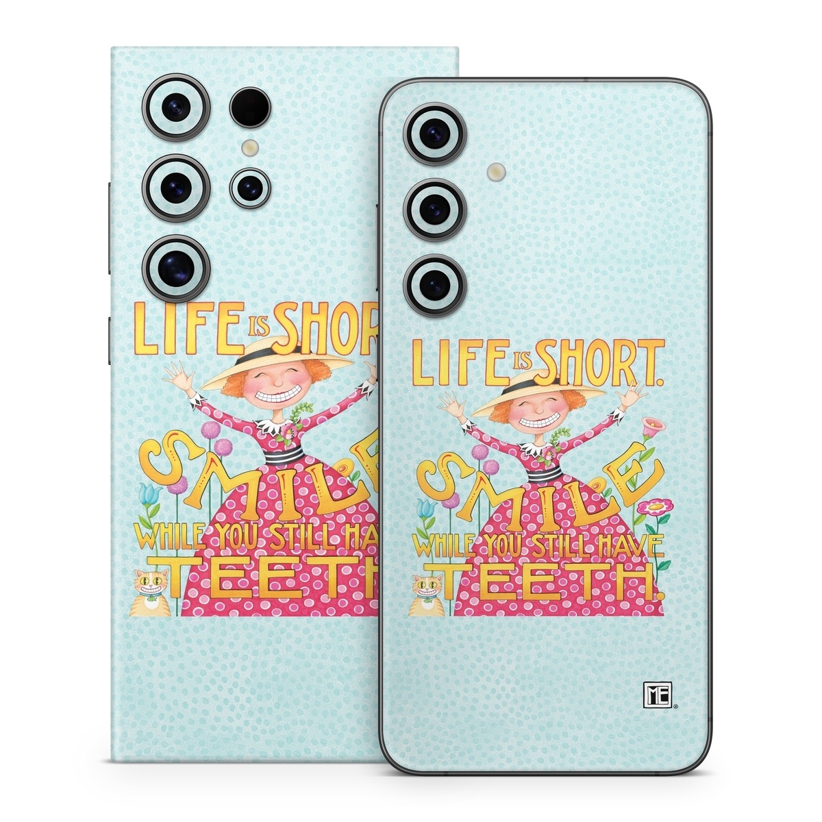 Samsung Galaxy S24 Series Skin design of Text, Poster, Font, Illustration, Happy, Art, with blue, yellow, pink, green, orange, red, white, black colors