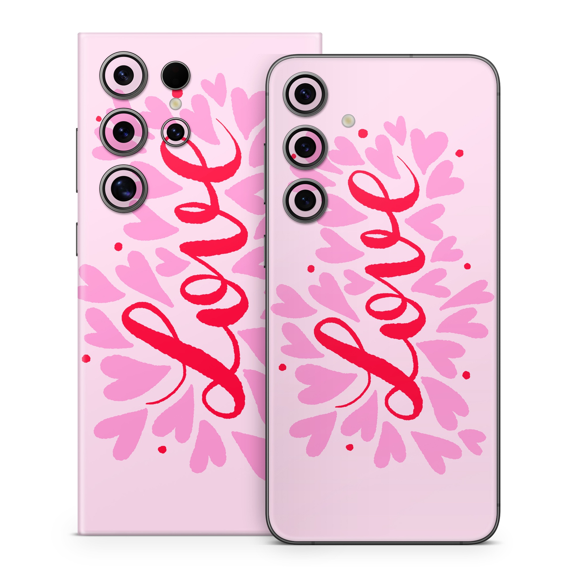 Samsung Galaxy S24 Series Skin design of Plant, Pink, Font, Art, Magenta, Pattern, Logo, Peach, Event, Graphics, with pink, red colors