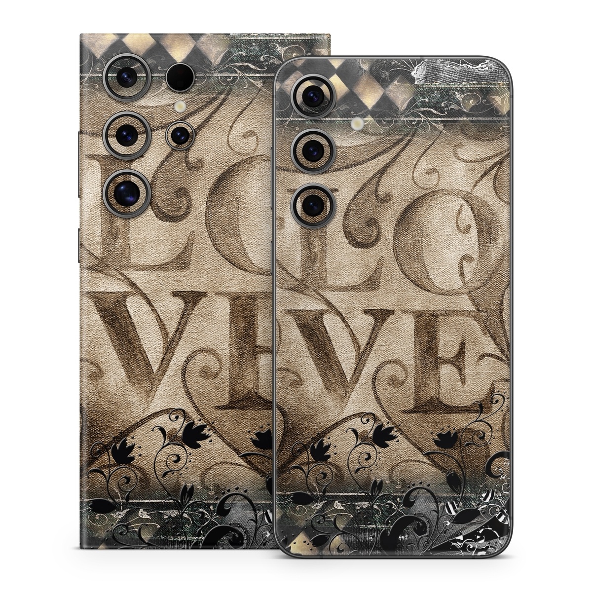 Samsung Galaxy S24 Series Skin design of Pattern, Brown, Design, Textile, Art, with black, gray, green, red colors