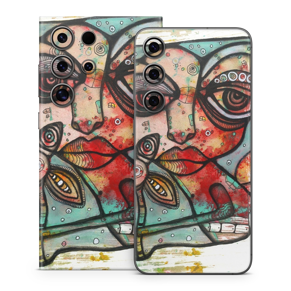 Samsung Galaxy S24 Series Skin design of Modern art, Art, Painting, Illustration, Visual arts, Psychedelic art, Acrylic paint, Watercolor paint, Graffiti, Drawing, with gray, black, red, green, blue, white colors