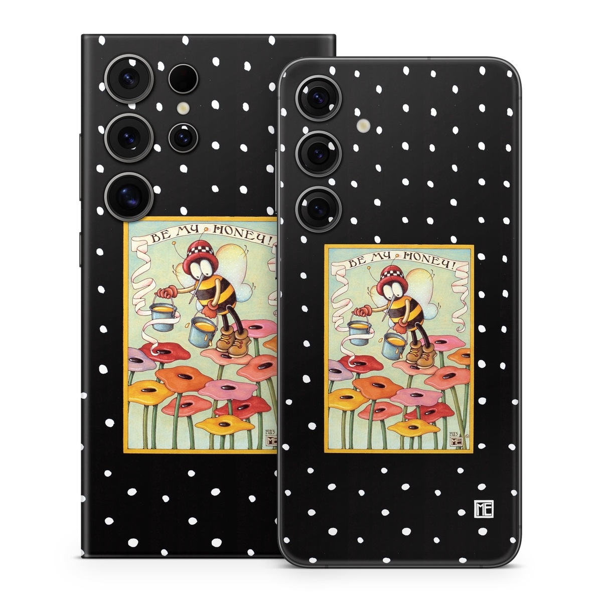 Samsung Galaxy S24 Series Skin design of Cartoon, Illustration, Art, with black, white, yellow, orange, pink, red, blue, green colors