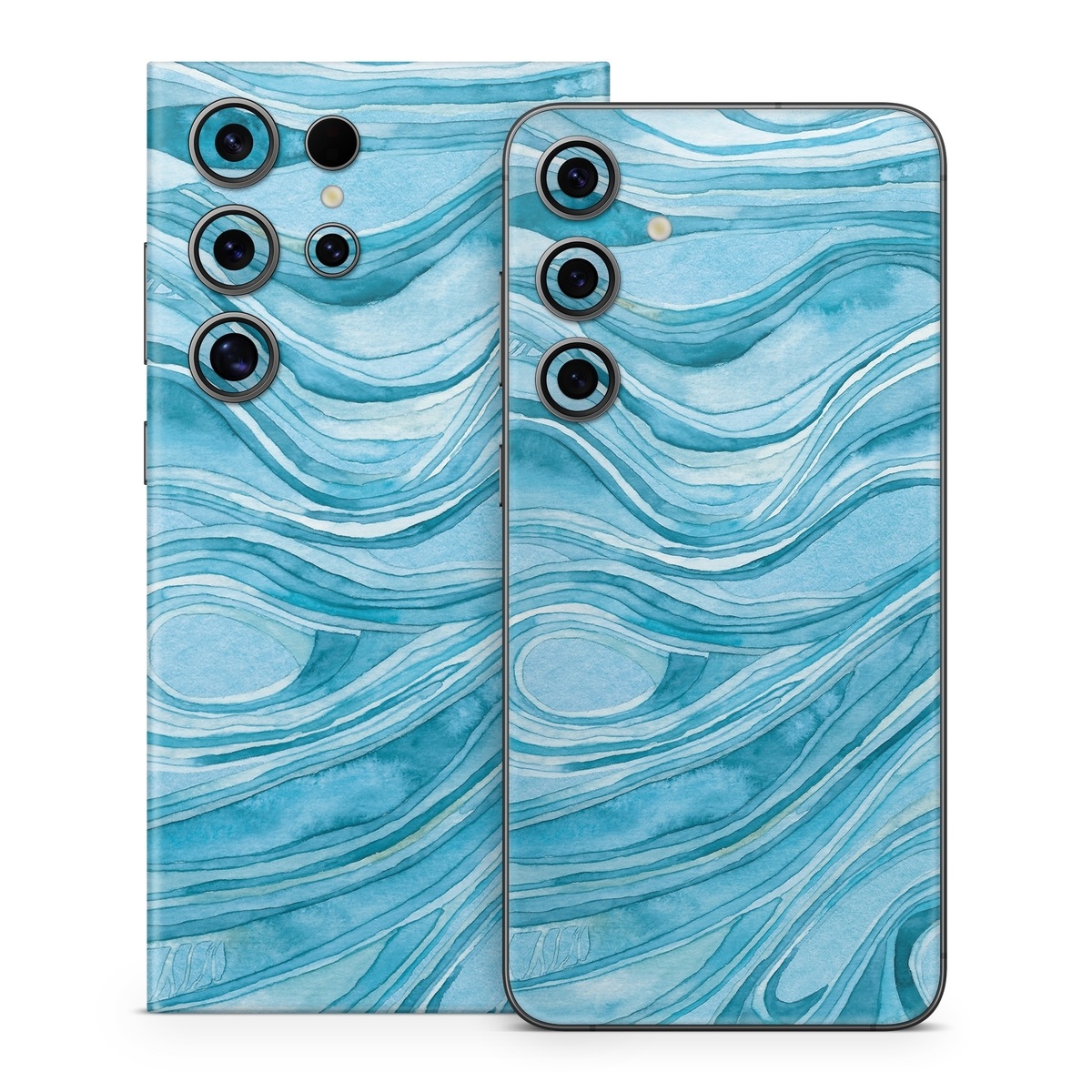 Samsung Galaxy S24 Series Skin design of Water, Liquid, Azure, Fluid, Rectangle, Aqua, Painting, Pattern, Electric blue, Art, with blue, white colors