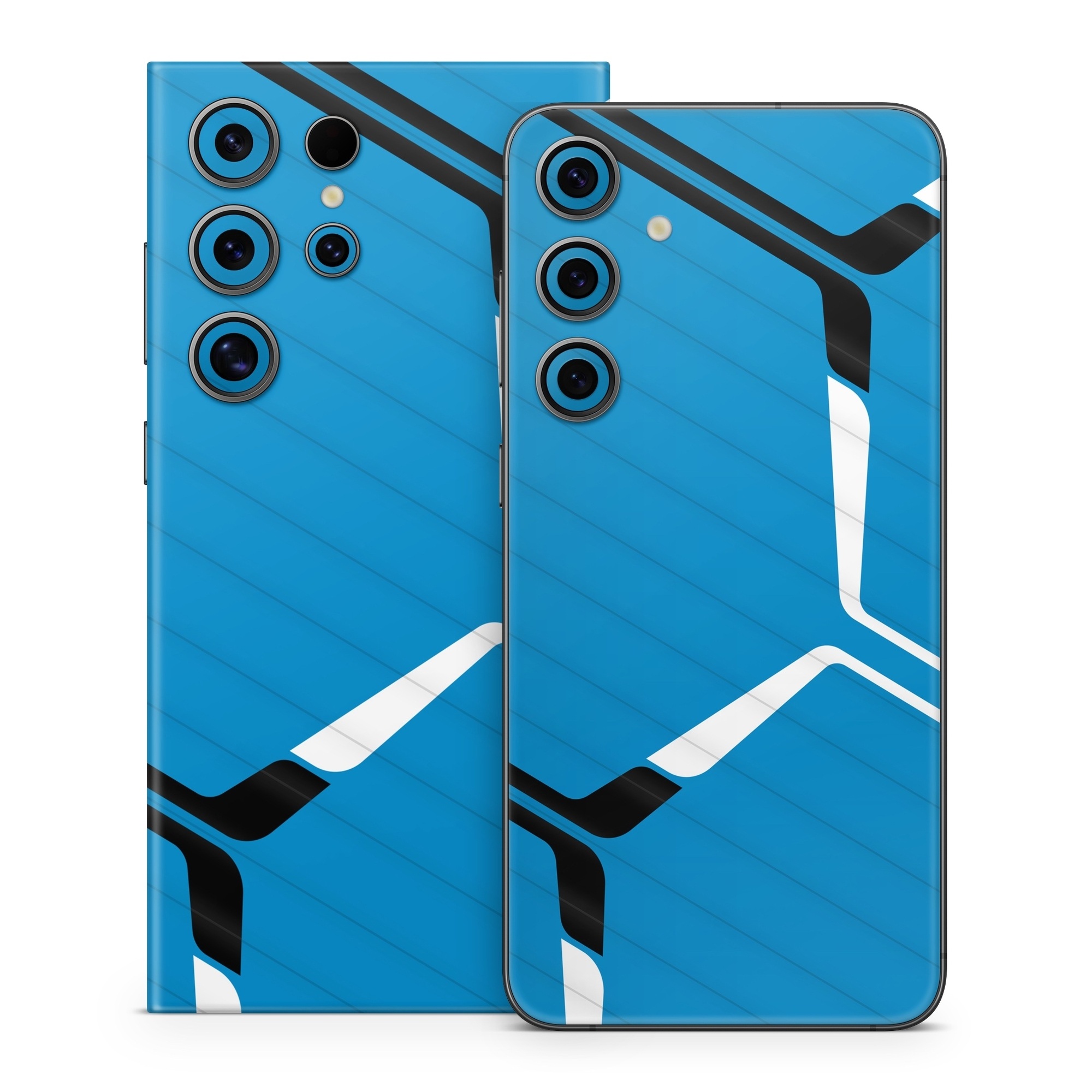 Samsung Galaxy S24 Series Skin design of Azure, Triangle, Parallel, Font, Electric blue, Pattern, Symmetry, Table, Symbol, Logo, with blue, black, white colors