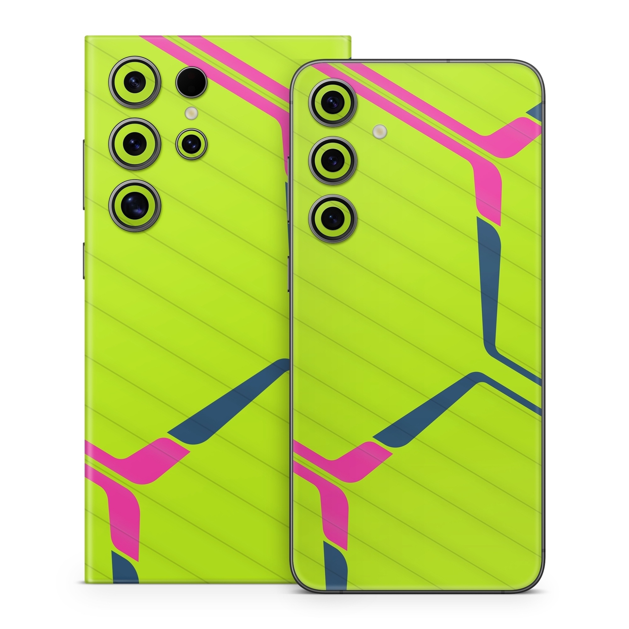 Samsung Galaxy S24 Series Skin design of Colorfulness, Triangle, Font, Parallel, Symmetry, Tints and shades, Pattern, Electric blue, Slope, Magenta, with green, pink, blue colors
