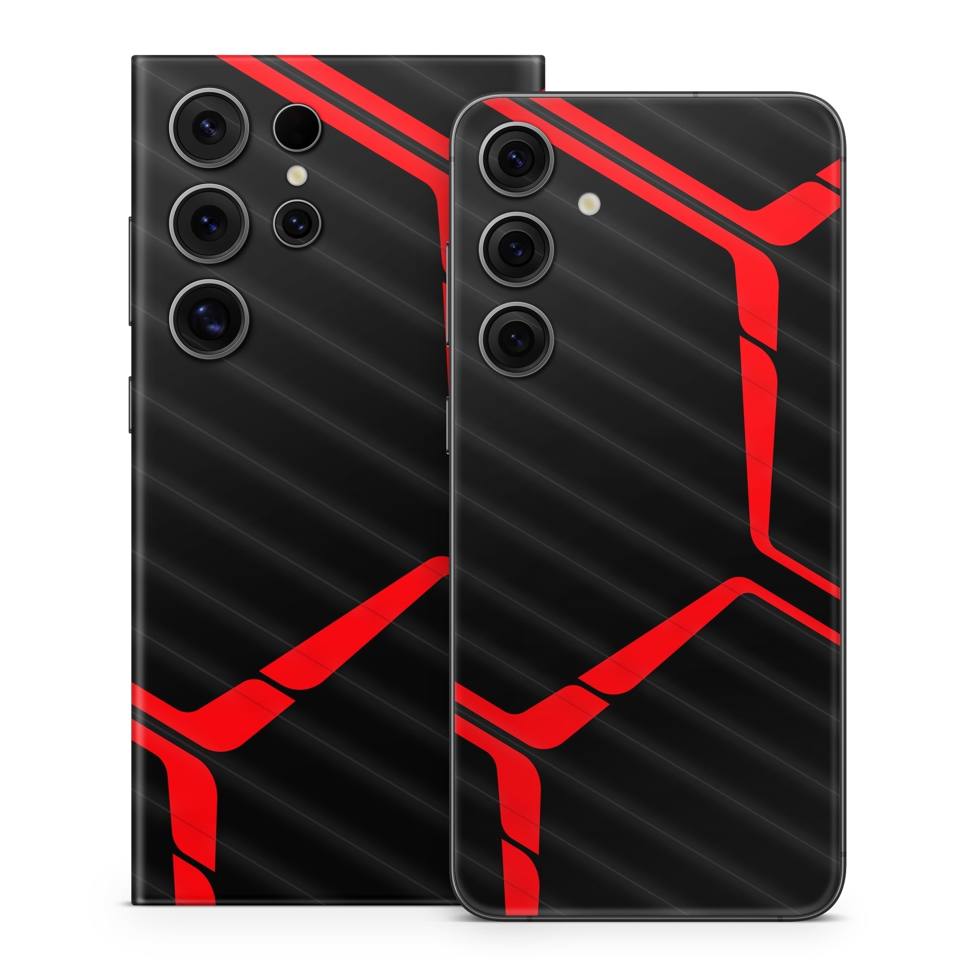 Samsung Galaxy S24 Series Skin design of Sleeve, Triangle, Font, Rectangle, Parallel, Magenta, Electric blue, Pattern, Symmetry, T-shirt, with black, red colors