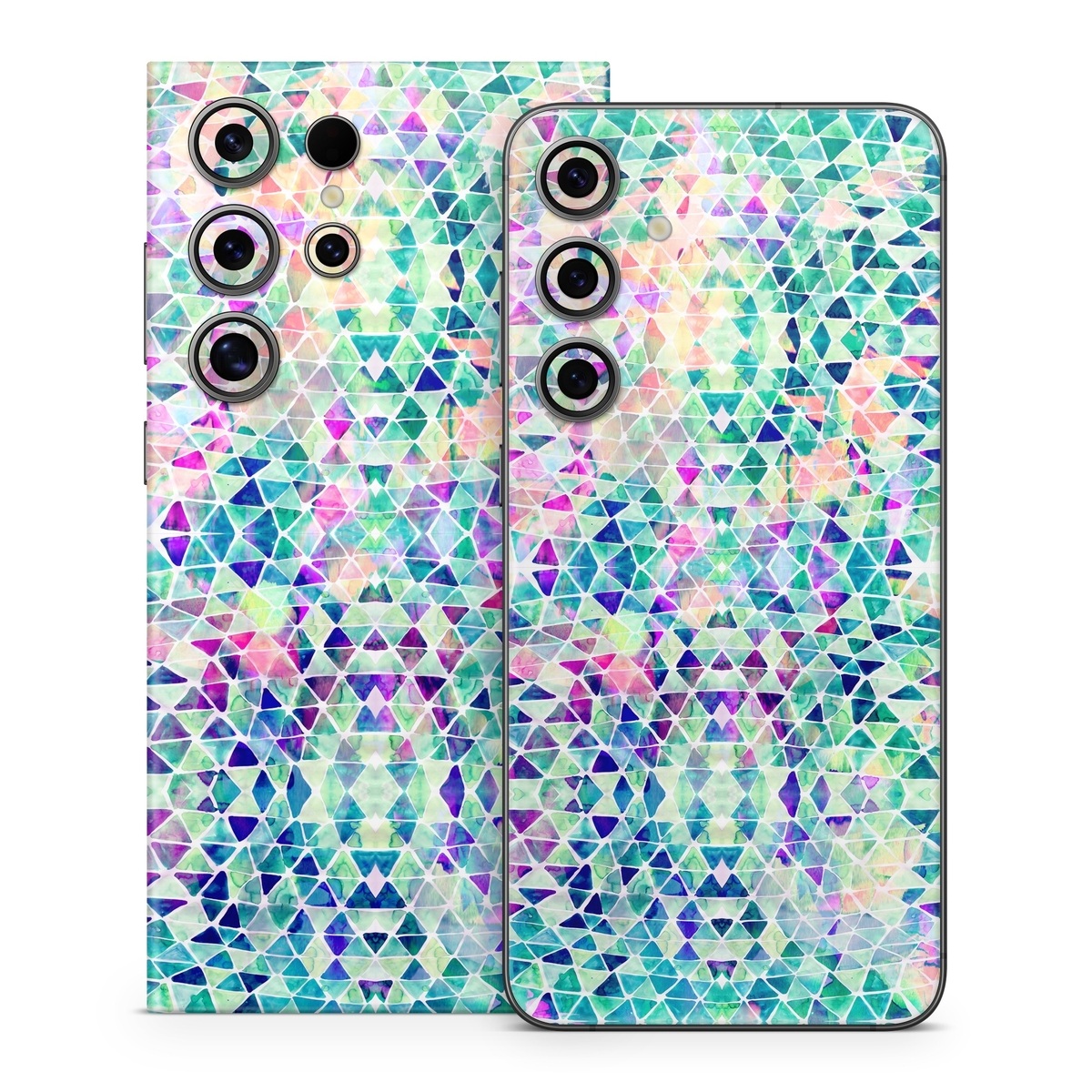 Samsung Galaxy S24 Series Skin design of Pattern, Aqua, Line, Teal, Purple, Turquoise, Design, with white, blue, purple, orange, green colors
