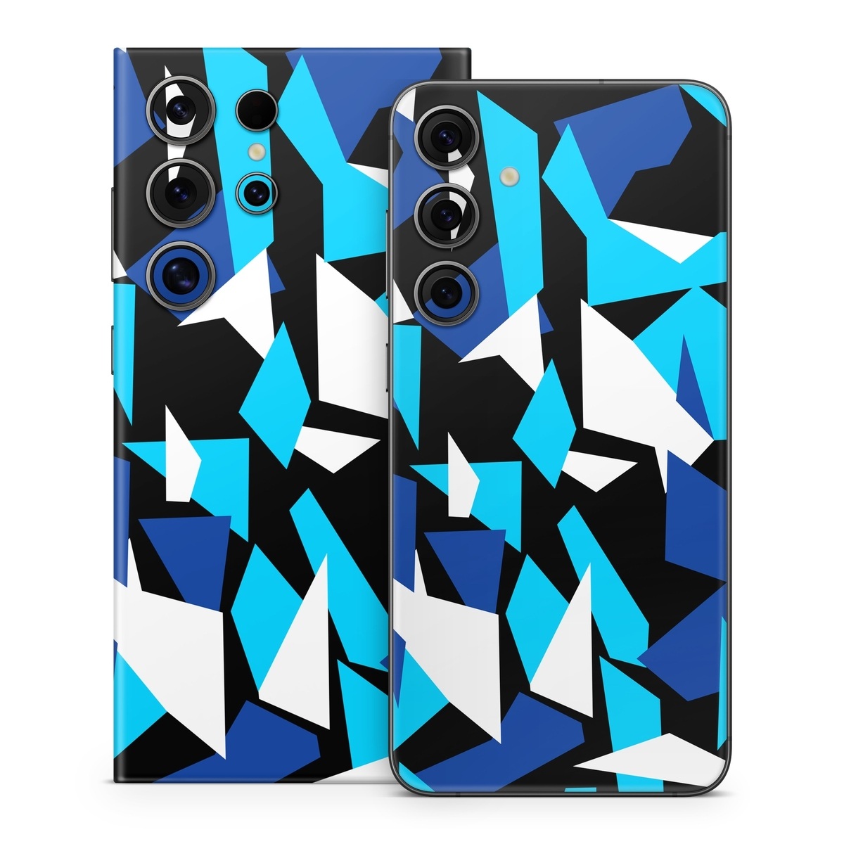 Samsung Galaxy S24 Series Skin design of Blue, Pattern, Turquoise, Cobalt blue, Teal, Design, Electric blue, Graphic design, Triangle, Font, with blue, white, black colors
