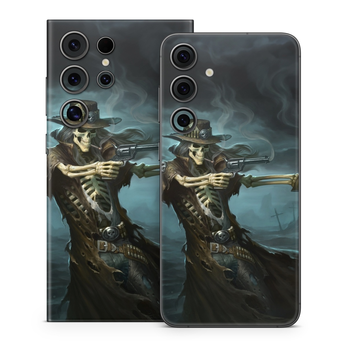 Samsung Galaxy S24 Series Skin design of Cg artwork, Action-adventure game, Darkness, Illustration, Games, Adventure game, Pc game, Woman warrior, Digital compositing, Fictional character, with black, white, blue, gray colors