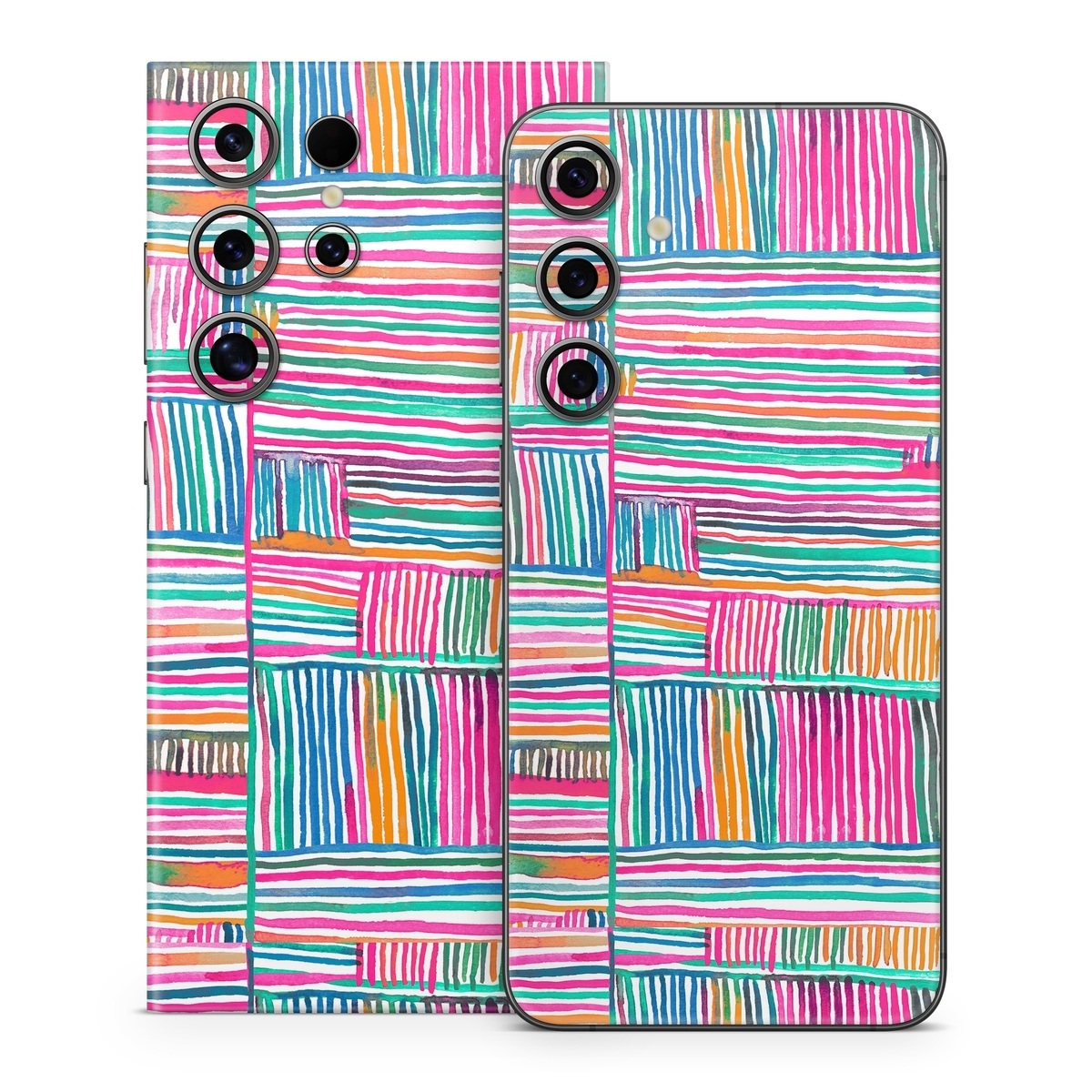 Samsung Galaxy S24 Series Skin design of Colorfulness, Product, Rectangle, Azure, Textile, Art, Aqua, Material property, Magenta, Tints and shades, with white, pink, orange, green, blue, yellow colors