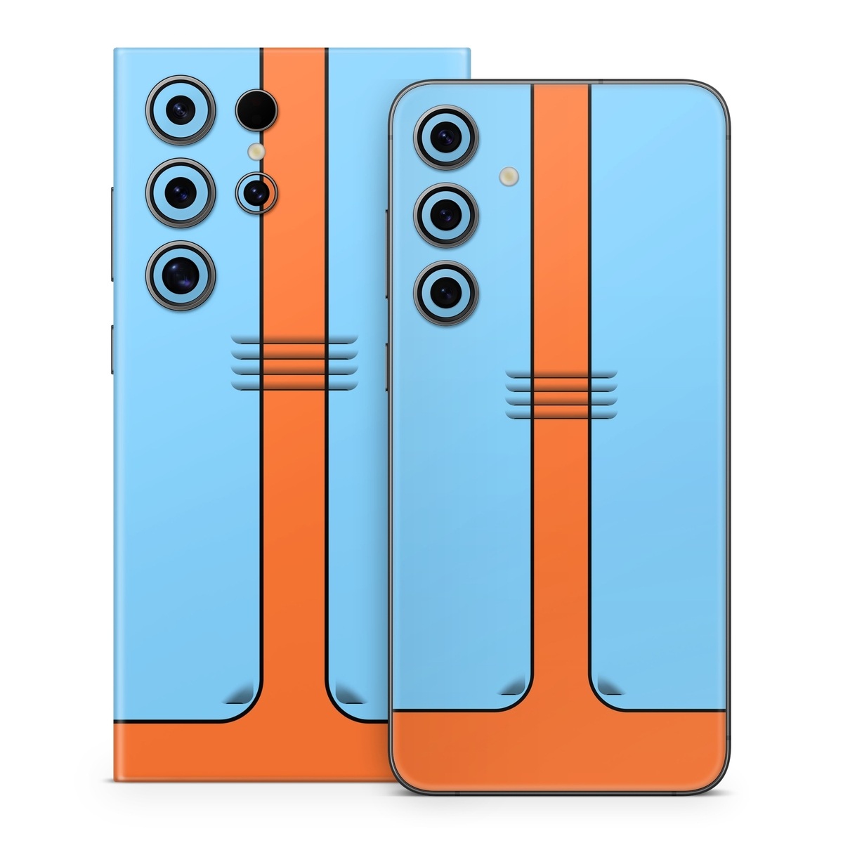 Samsung Galaxy S24 Series Skin design of Line, with blue, orange, black colors
