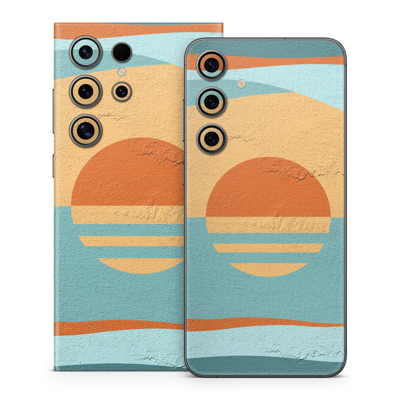 Samsung Galaxy S24 Series Skin design of Orange, with orange, blue, yellow colors