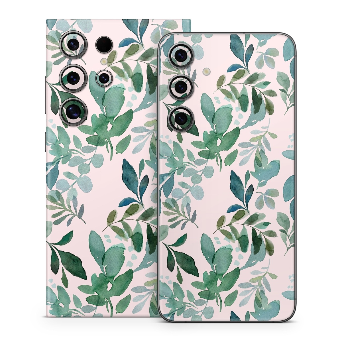 Samsung Galaxy S24 Series Skin design of Pattern, Green, Leaf, Design, Plant, Tree, Military camouflage, with white, green, blue colors