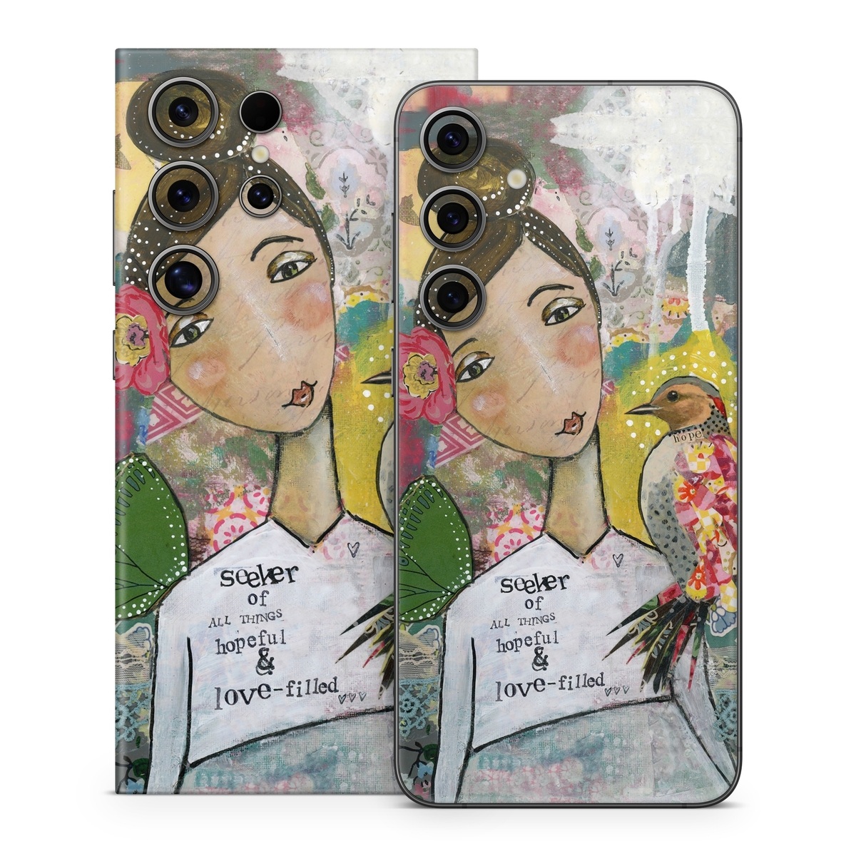 Samsung Galaxy S24 Series Skin design of Art, Painting, Illustration, Visual arts, Watercolor paint, Acrylic paint, Flower, Plant, Paint, Modern art, with white, green, pink, red, yellow colors