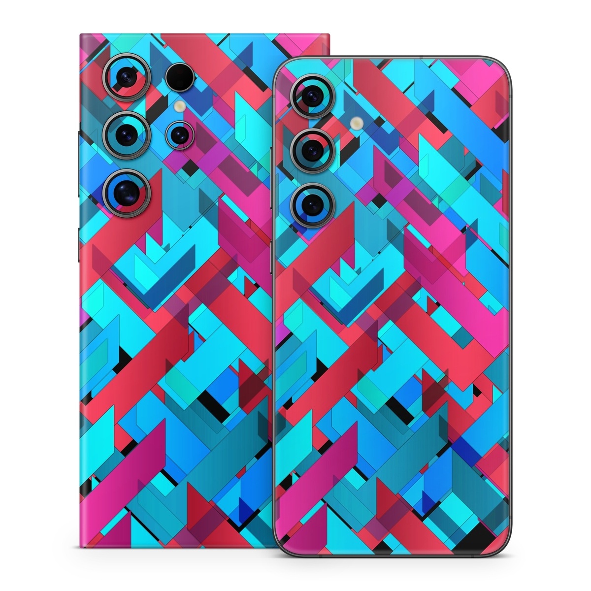 Samsung Galaxy S24 Series Skin design of Pattern, Turquoise, Line, Teal, Magenta, Design, Textile, Symmetry, Colorfulness, with blue, red, purple, black colors