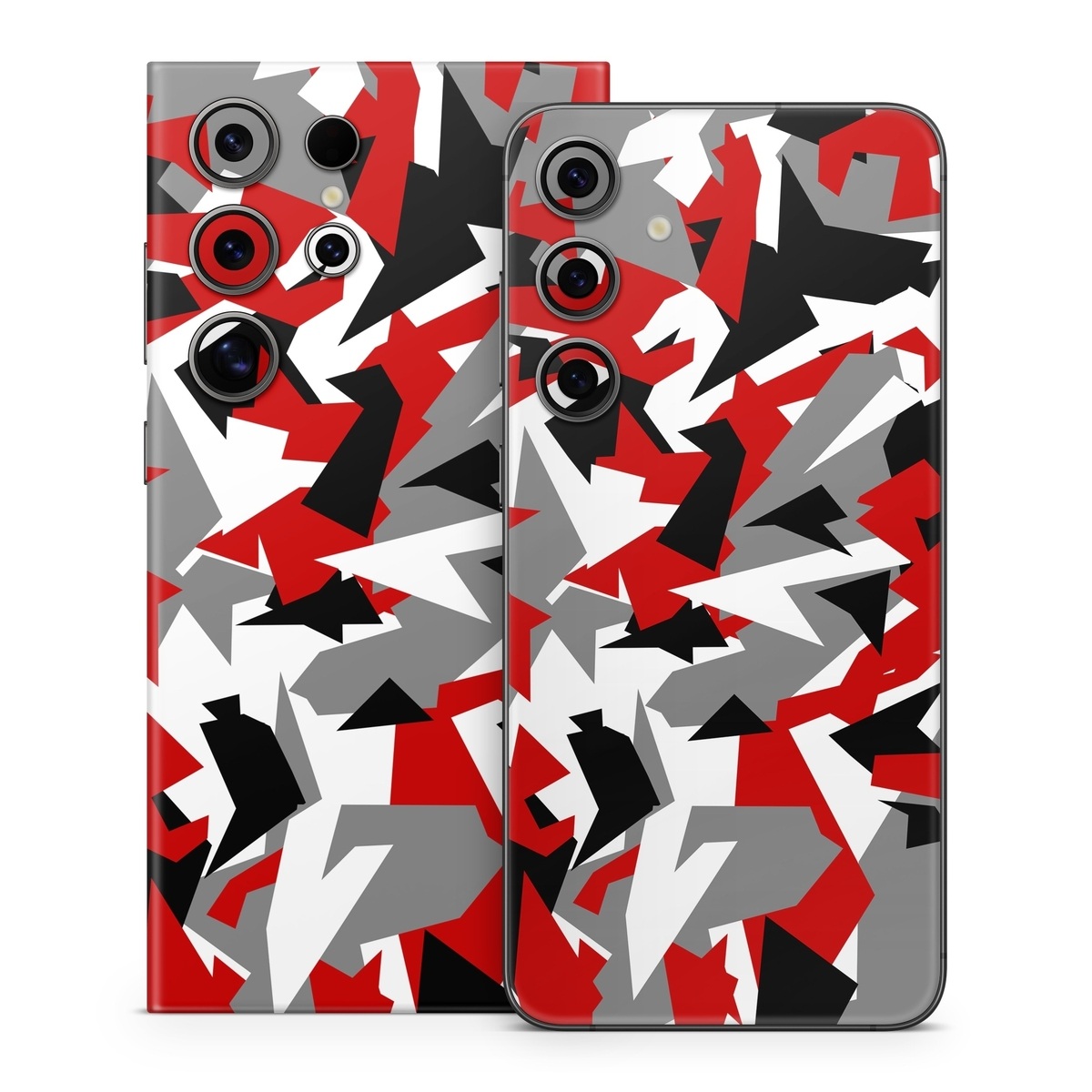 Samsung Galaxy S24 Series Skin design of Red, Pattern, Font, Design, Textile, Carmine, Illustration, Flag, Crowd, with red, white, black, gray colors
