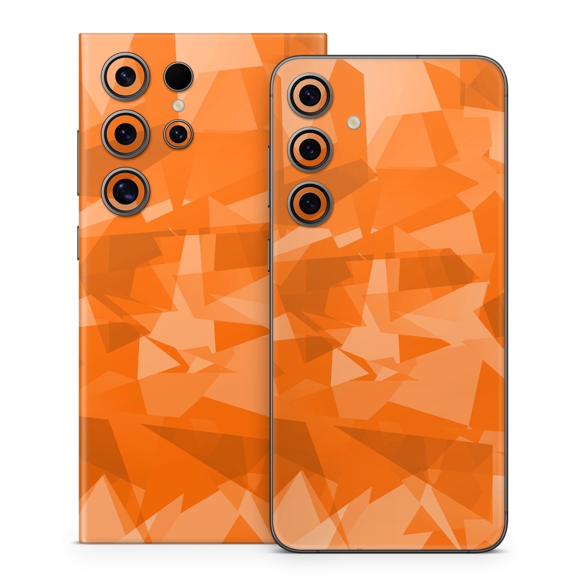 Samsung Galaxy S24 Series Skin design of Orange, Pattern, Peach, Line, Design, Triangle, with orange colors