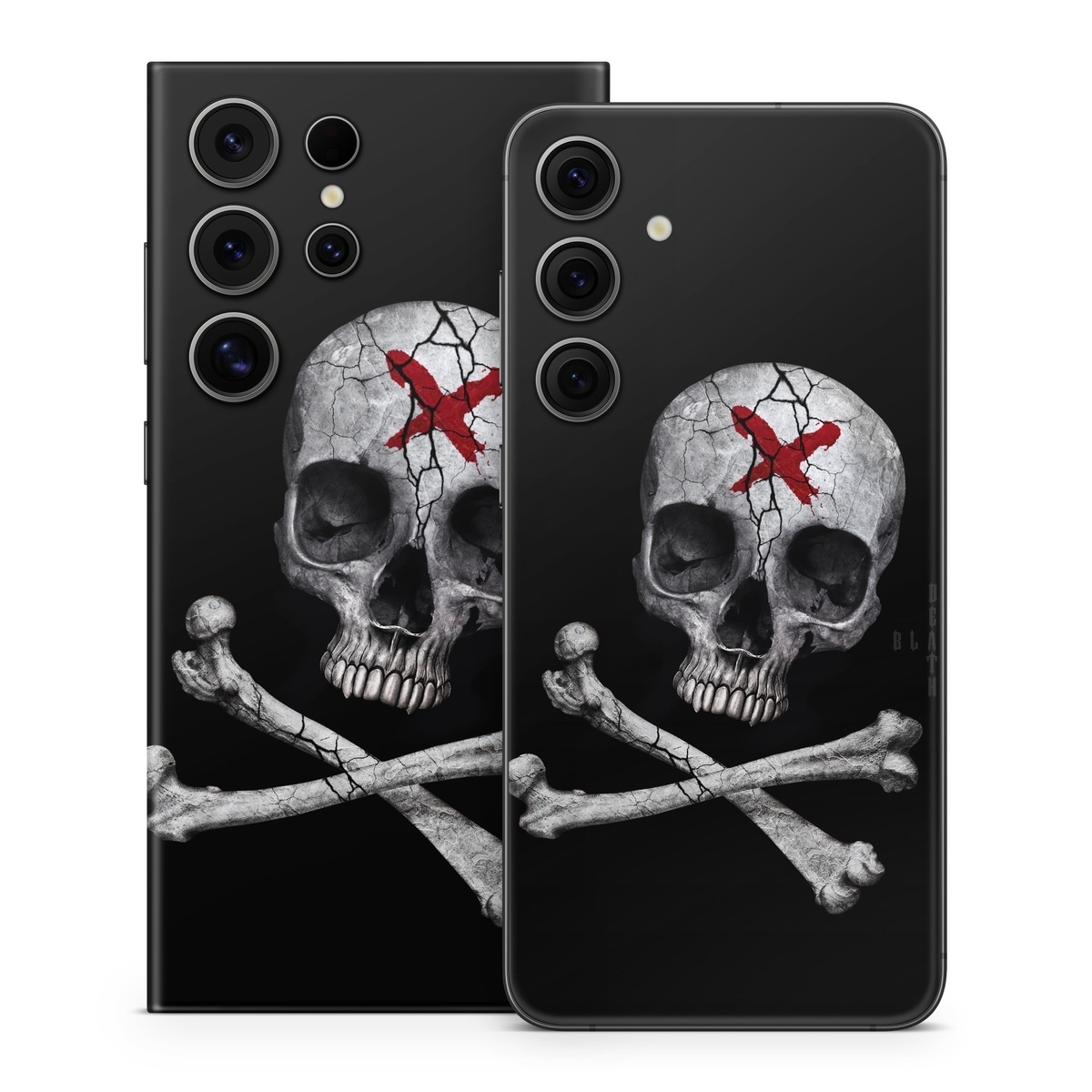 Samsung Galaxy S24 Series Skin design of Bone, Skull, Skeleton, Jaw, Illustration, Animation, Fictional character, Still life photography, with black, white, gray colors